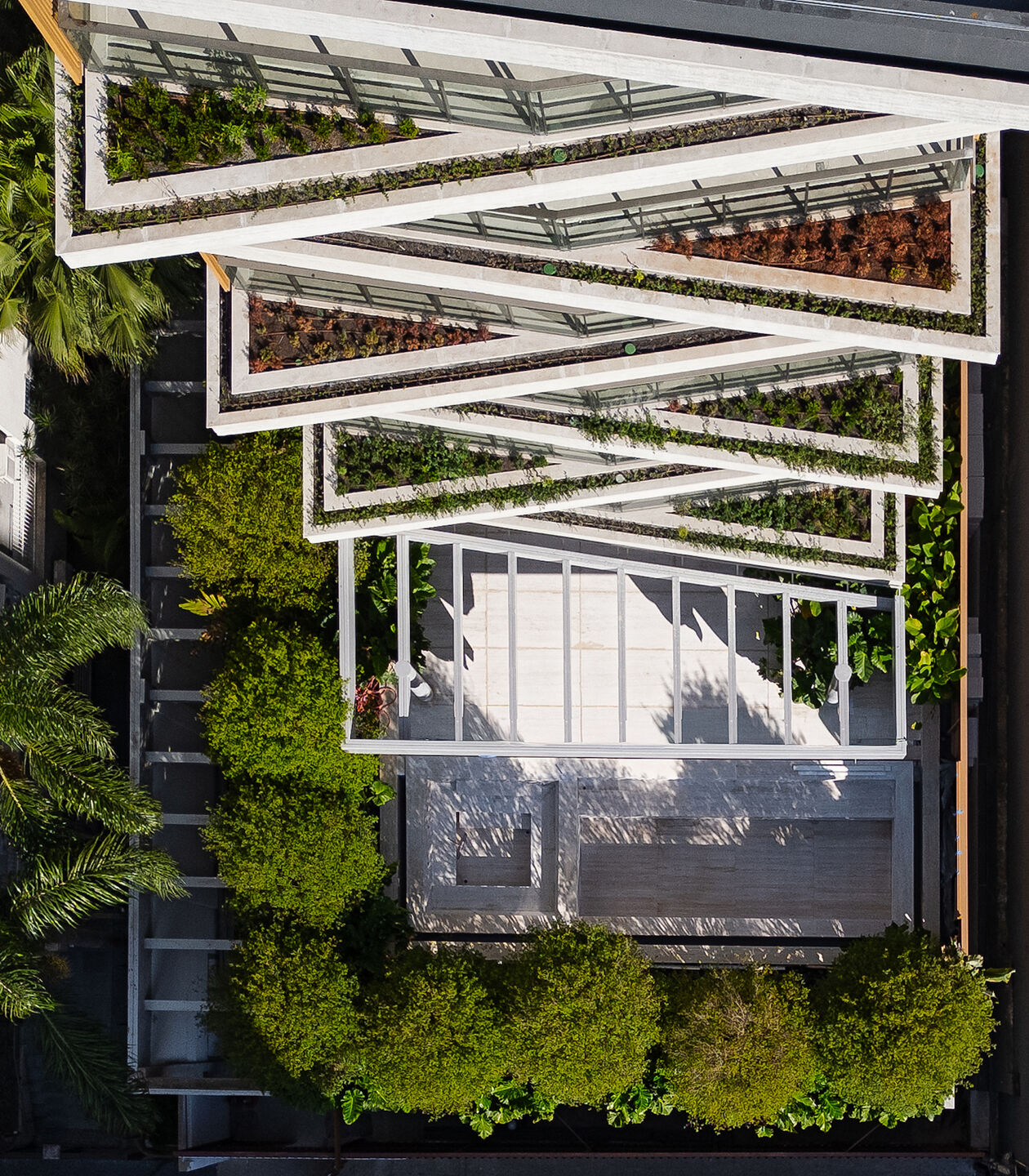Vista aérea das varandas e jardins